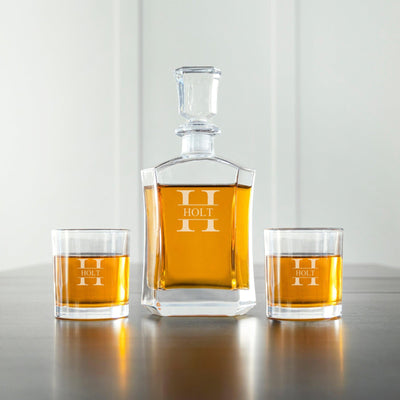 Personalized Decanter Set with 2 Whiskey Glasses